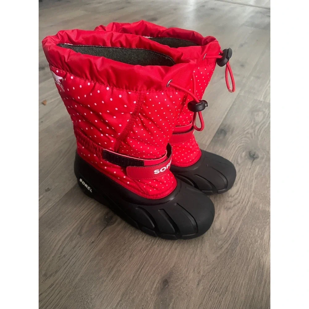 Sorel Kids Flurry Red Polka Dot Waterproof Winter Snow Boots